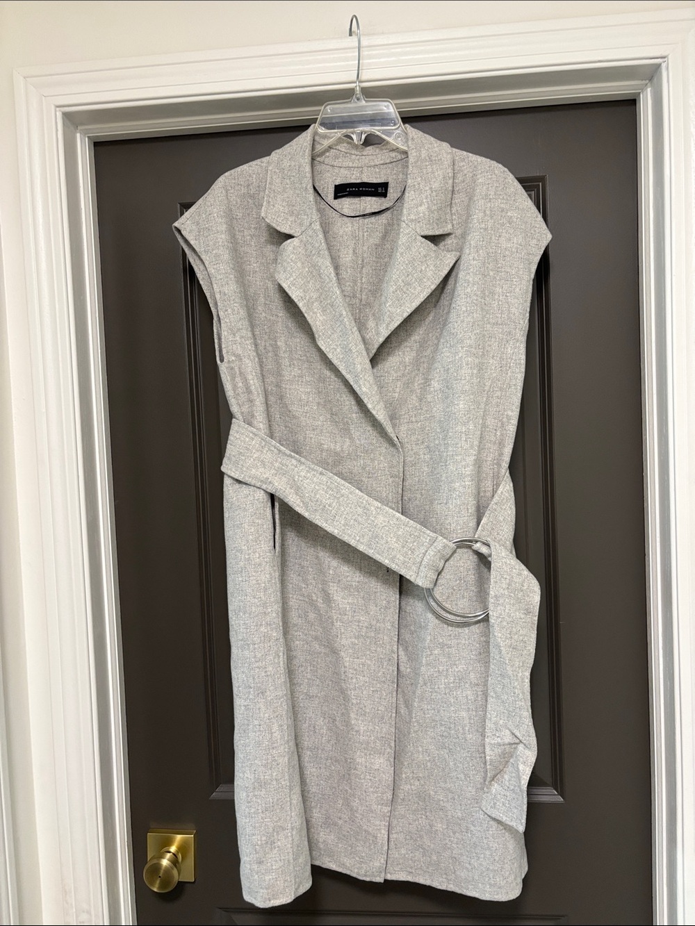 Zara grey sleeveless blazer wrap dress S